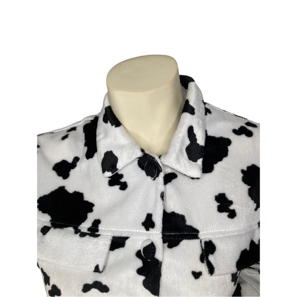 STEVEN ROSS Vintage Cow Print Faux Fur Button Down Shacket Jacket Blazer,L - Picture 14 of 16